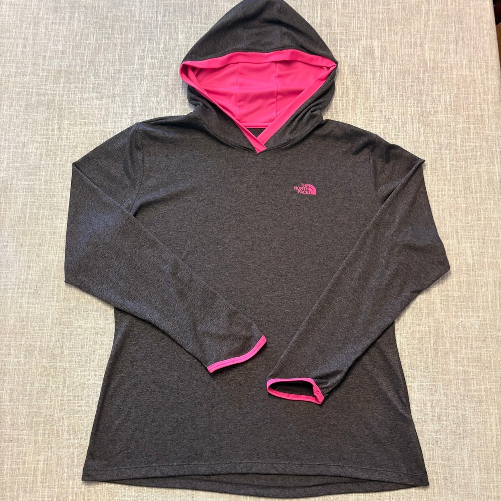 The North Face Womens FlashDry Hoodie Grey Pink Activewear XL
